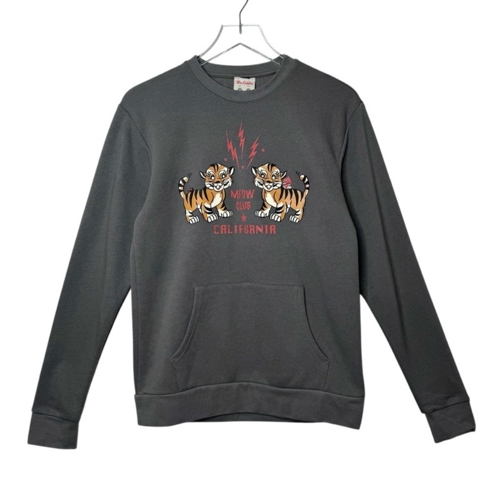 NEW Miss Ladybug Gray Tiger Meow Club California Soft Women's Sweatshirt Sz S